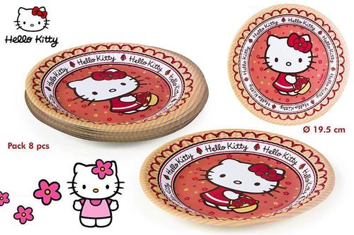 b- Pack 8 platos 19,5cm Hello Kitty
