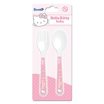 d- Set cuchara y tenedor Hello kitty