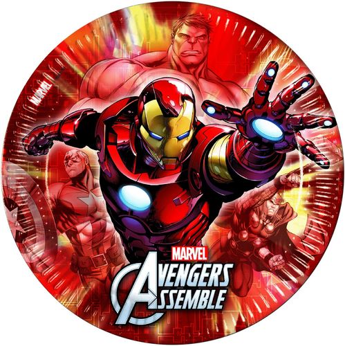 b- Pack 8 platos Avengers 23cm rojo