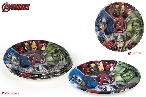 b- Pack 8 platos Avengers 19,5cm