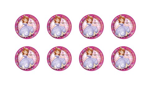 b- Pack 8 platos de cartón Disney Princesa Sofia