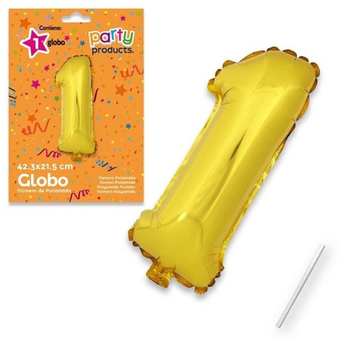 Globo Nº1 poliamida color oro + tubito