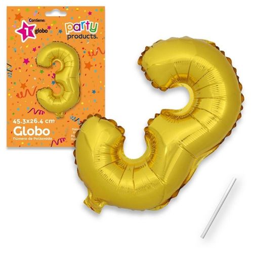 Globo Nº3 poliamida color oro + tubito