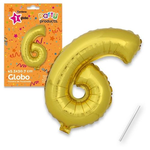 Globo Nº6 poliamida color oro + tubito
