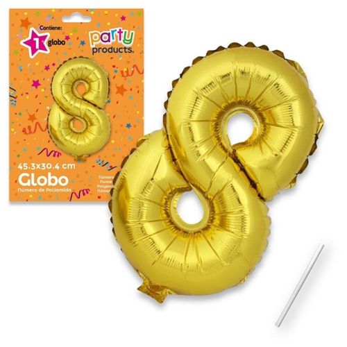 Globo Nº8 poliamida color oro + tubito