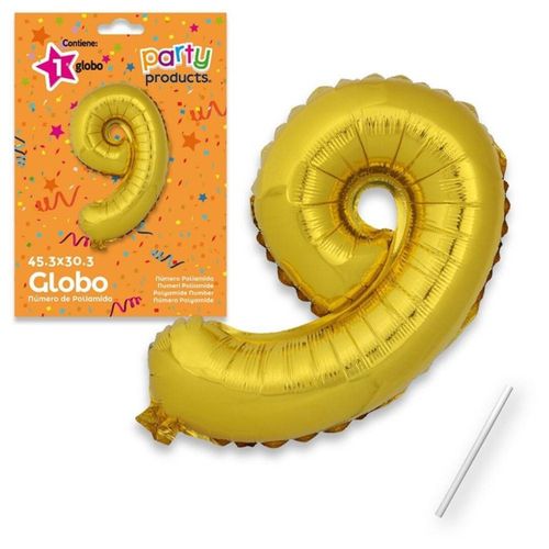 Globo Nº9 poliamida color oro + tubito